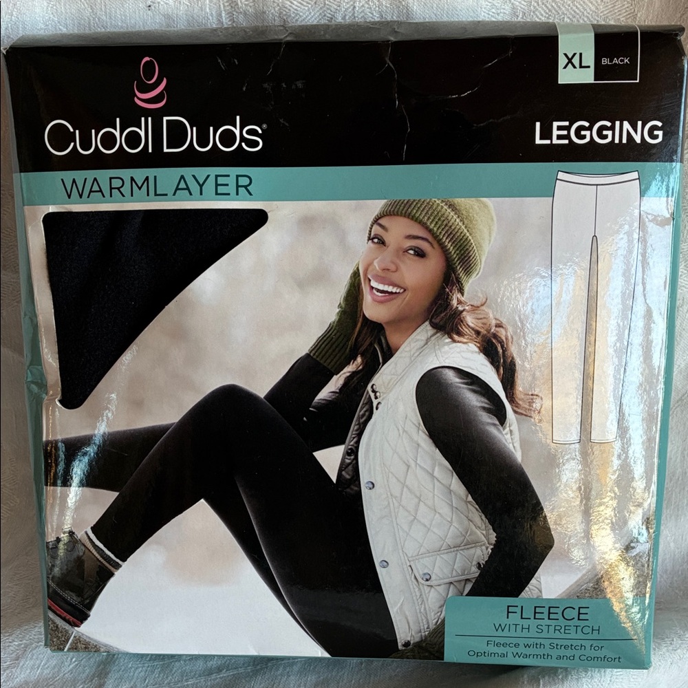 Cuddl Duds Black WarmLayer Leggings Womens XL Black NIB Fleece Leggings Comfort